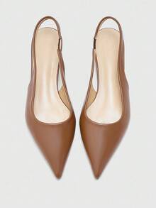 CUCCOO BIZCHIC Chaussures plates à bout pointu et talon bas pour femmes, confortables et décontractées pour le travail, marron pour Noël - Tabac - Voir 2