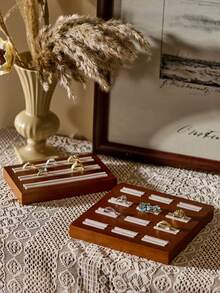 Cirelle 实木珠宝展示托盘 | 手镯和戒指展示/收纳 | 天然木纹 | 多用途珠宝收纳盒 | 观赏和展示道具 | 小型珠宝盒、珠宝书、木质珠宝盒 - 棕色 - 查看 1