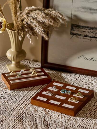 Cirelle 实木珠宝展示托盘 | 手镯和戒指展示/收纳 | 天然木纹 | 多用途珠宝收纳盒 | 观赏和展示道具 | 小型珠宝盒、珠宝书、木质珠宝盒