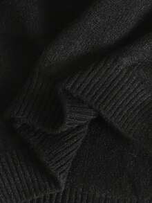 SHEIN كارديجان محبوك بأكمام طويلة وربطة عنق، يمكن ارتداؤه فوق قمصان بأزرار، مناسب للارتداء اليومي العادي - الأسود - مشاهدة 6