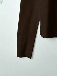 Lyxana Fashionable Minimalist Contrast Color Trim Cardigan, Versatile - Brown - View 5