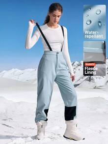 In My Nature Pantalones de esquí para mujer, pantalones rectos con botones y tirantes