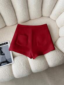 Airaco Women's Casual Solid Color Shorts, Summer - Burgundy - View 2