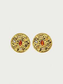 Glisma 1 对 18K 镀金几何圆形简约金属风格耳环，适合女士 - 彩色 - 查看 2