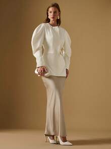 Briarwyn Women's Solid Color Round Neck Long Sleeve Fashionable Elegant Regular Jacket In Fall/Winter,Fall For Women, New Year Old Money Style - Cream - View 8