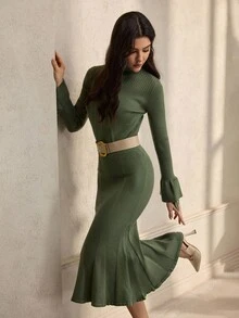 ZEYLAH Women Sweater Co-Ords Fall /Winter Clothes - Army Green - View 2