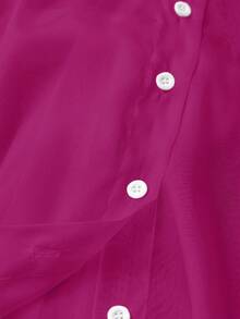 SHEIN Clasi 休闲白色透明衬衫，带蝴蝶结装饰 - 玫紅色 - 查看 3