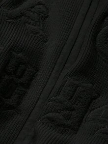 DAZY 1 pieza Suéter holgado de punto con cuello alto y estampado de letras de unicolor para mujer, ropa de mujer de otoño - Negro - Ver 6