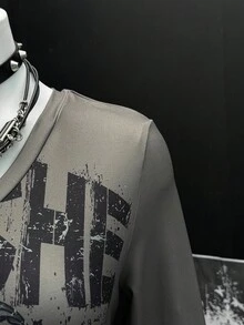 EgrlEra Women's Asymmetrical Hem Printed Long Sleeve Crew Neck T-Shirt, Military Green