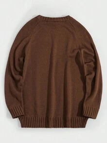RueChic Men Raglan Sleeve AW Fashion Regular Sweater - Brown - View 2