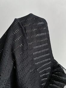 SHEIN Unity 女士时尚天鹅绒拼接蕾丝吊带裙，适合休闲、派对、日常穿着、秋冬季，搭配女士长袖层叠荷叶边拼接衬衫 - 彩色 - 查看 6