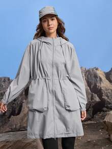 In My Nature 女士纯色简约休闲拉链长袖户外夹克女冬季外套女滑雪夹克滑雪外套女防水滑雪夹克女雨衣