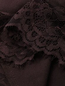 Dazy Plus Bộ đồ ngủ nữ cỡ lớn, chất liệu ren tương phản co giãn, thời trang và thanh lịch, trang phục thu đông - màu nâu - Xem 3