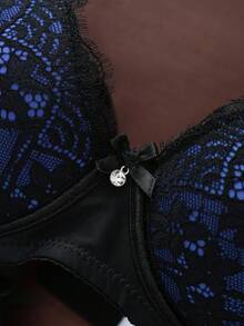 Esselle 1pc Sexy Lace Simple Gather Small Bust Enhancing Underwire Bra