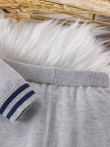 SHEIN Playful Pals 2pcs Baby Boys Knitted Cardigan Sweater & Solid Color Pants Set, Versatile Outfit For Casual Wear, Suitable For Autumn/Winter Fall