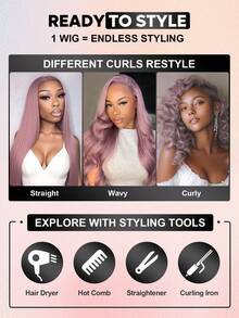 ALL READY WIG TO GLAM Parrucca da donna con parte anteriore in pizzo e onde del corpo, colore viola cenere, non necessita di colla, pre-tagliata, linea capelli invisibile, lunghezza 18-26 pollici, edizione vacanziera vibes estive