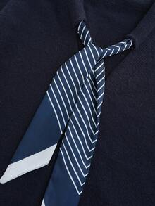 Franclia 女士休闲时尚简约百搭修身 V 领开衫（配围巾）秋冬款 - 藏蓝色 - 查看 5