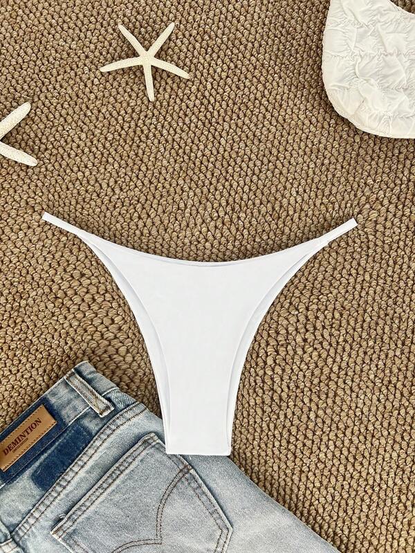 SHEIN Swim 夏日海滩纯色比基尼泳裤