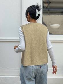 Siren Gaze Herbstoutfit für Frauen Wollweste mit Schnürung, die auf zwei Arten getragen werden kann: Wollweste mit Schlitz und Schleife vorne und hinten, gestrickte Weste