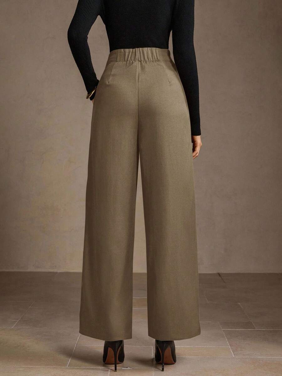 MOTF PREMIUM 褶皱斜口袋裤 - 摩卡棕 - 查看 2