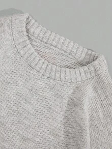 RueChic Men Solid Casual Crew Neck Patched Regular Sweater - Grey - View 7