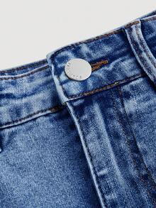 SHEIN MOD Plus Size Women's Cargo Pocket Casual Bodycon Denim Mini Skirt - Blue - View 4