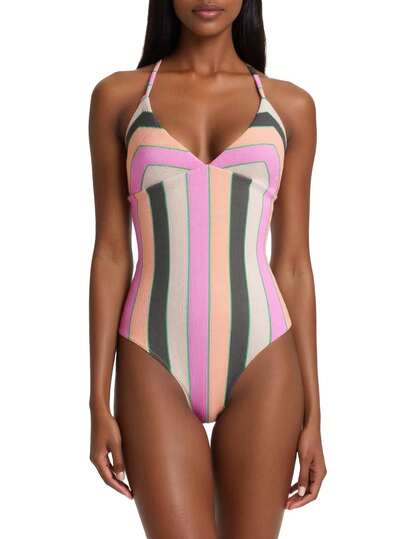 Roxy Vista Stripe Women Crossback One-Piece Swimsuit