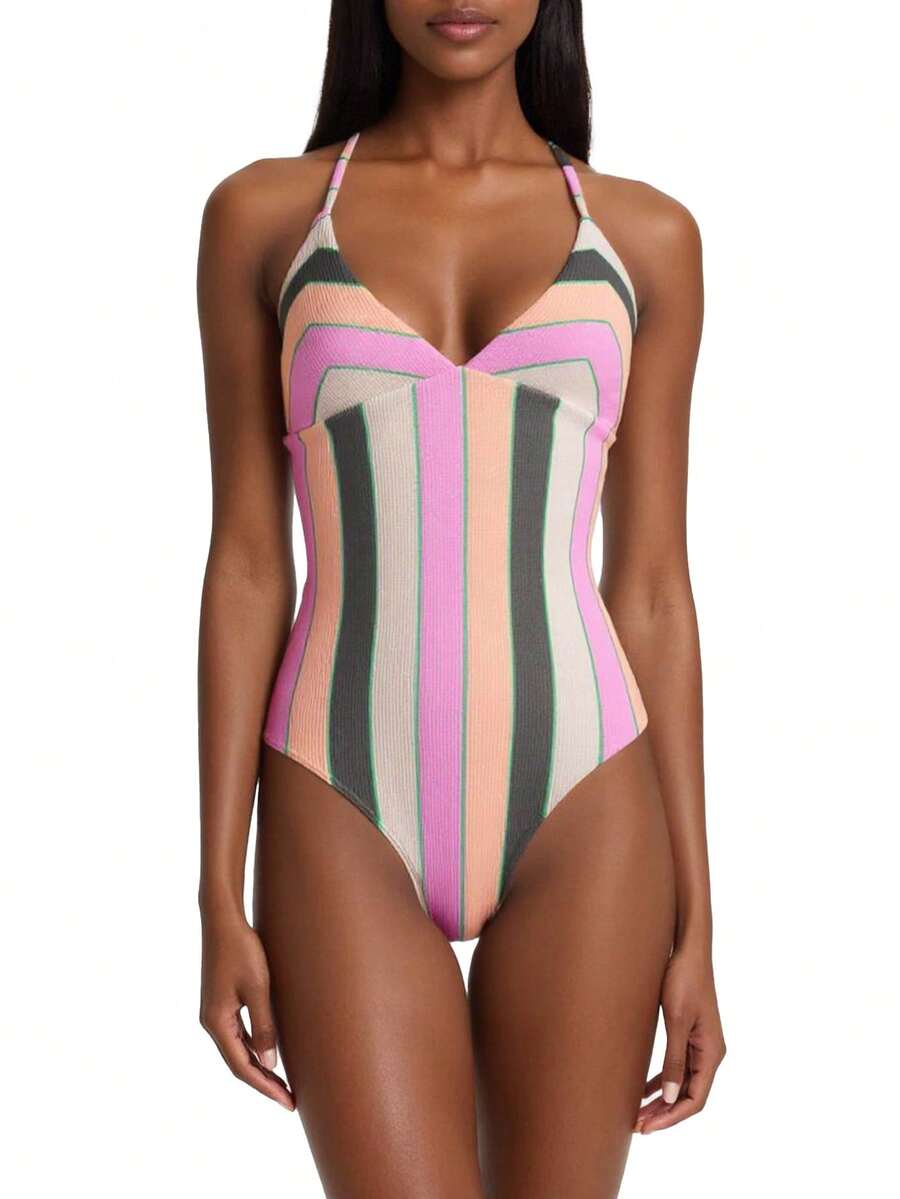 Roxy Vista Stripe Women Crossback One-Piece Swimsuit