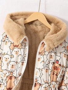 1 Áo khoác gió dài tay họa tiết da báo có thể đảo ngược cho bé gái, phù hợp cho mùa thu/đông - Màu Khaki - Xem 8