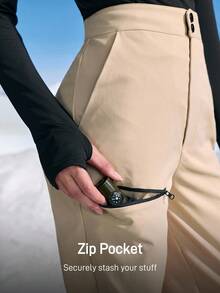 In My Nature 女士徒步裤 宽松降落伞裤 徒步裤 户外工装裤 秋冬 冬季 裤子 工装裤 保暖裤 保暖裤 卡其裤 休闲裤 日常穿搭 厚款保暖裤 - 卡其色 - 查看 2