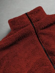 PAVTROS Áo khoác nam trơn thêu đa năng, phong cách Thu/Đông, Grunge, Giáng sinh, áo khoác lót giữ nhiệt - Đỏ - Xem 9