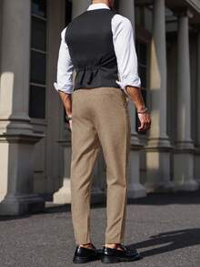 Calvornis Men Business Formal Single-Breasted Vest & Pants Set (Excluding Shirt) - Brown - View 2