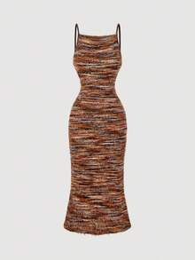 SHEIN MOD 多色仿皮草针织紧身连衣裙 - 彩色 - 查看 6