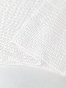 EMERY ROSE Plus Size Casual Solid Color Batwing Sleeve Sweater, Autumn/Winter - White - View 7