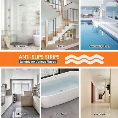 24 件防滑淋浴贴纸浴室防滑条 Peva 透明浴缸防滑贴纸胶带适用于浴室浴缸地板和淋浴间