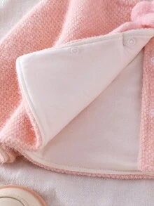 SHEIN Toddler Girls' Cute Pink Plush Rabbit Ear Heart Decor Comfortable Sleeveless Shawl Jacket, Autumn/Winter Fall - Pink - View 8