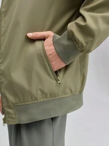 OFFICEAU MADHERO Men Bomber Jacket Lightweight Slim Fit Softshell Windbreaker, Old Money - Olive Green - View 7