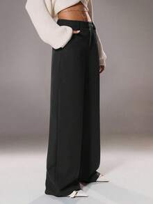 TRNVIE 女士简约优雅通勤高端百搭裤 - 黑色 - 查看 4