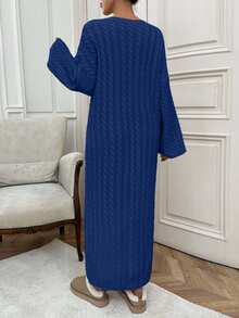 EURMUSE Abito maxi in maglia a trecce per donna - Blu Navy - Visualizzare 2