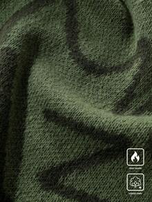 Manfinity Hypemode Sweater Kasual Pria dengan Motif Blok Warna, Musim Gugur/Musim Dingin, Atasan Lengan Panjang - Hijau - View 3