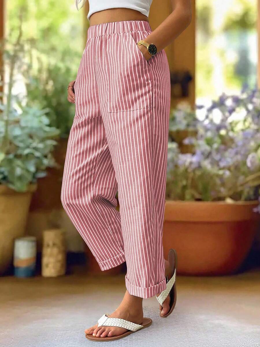 EMERY ROSE Women's Casual Pants With Pockets And Elastic Waistband