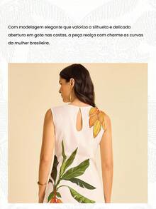 CAJUNI Women's Apricot Base Coconut Tree, Parrot And Tropical Fruit Print, Round Neck Sleeveless Fitted Ruched Print Summer Vacation Beach Mini Dress, Tropical Dress, Graphic Dress, Parrot Dress, Banana Leaf Dress, Summer Dress