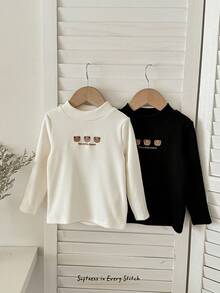 Cozy Pixies 2pcs Baby Boy Cartoon Animal Print Thermal Lined Crew Neck Long Sleeve Sweatshirt Set Baby Tops Baby Bear Clothes Baby Undershirts Neutral Baby Clothes Unisex Baby Shirt Sets - Multicolor - View 5