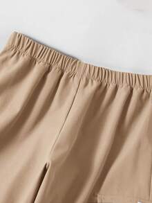 SHEIN Tween Boy Casual Cargo Pocket Drawstring Sweatpants, Gray, Versatile For Daily Wear, School, All Seasons - Khaki - View 5