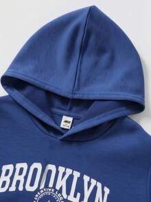 JNSQ JNSQ 2pcs/Set Tween Boy Casual Colorblock Letter Print Loose Fit Hoodie Sweatshirt And Drawstring Waist Sweatpants, Suitable For Autumn, Winter Daily Wear, Outdoor Activities, Vacation, Streetwear, Party And Leisure