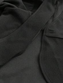 Maweii Plus Size Elegant V-Neck Crossed Bowknot Ruffle Hem Long Sleeve Casual Outerwear For Autumn/Winter - Black - View 7