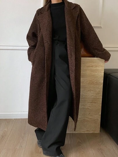 Livesso Women's Solid Color Lapel Collar Long Sleeve Long Casual Winter Jacket Women Coats