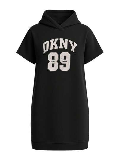 DKNY Women's Sleeve Hoodie Dress Black