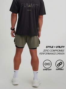 ARC Workouts Breathable And Move Freely Gym Essential Shorts With Hiden Zipper Pockets - Green - View 5