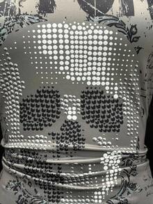 EgrlEra Women's Asymmetrical Hem Printed Long Sleeve Crew Neck T-Shirt, Military Green